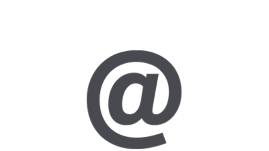 Symbol eines stilisierten @-Zeichens in grauer Farbe auf hellem Hintergrund.