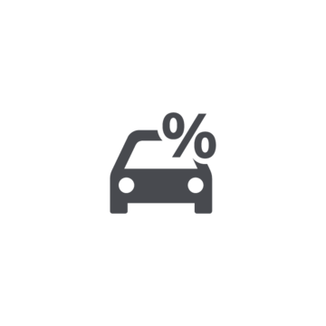 Autosymbol mit einem Prozentzeichen darüber, symbolisiert Rabatte oder Sonderangebote auf Fahrzeuge.