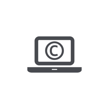Laptop-Symbol mit dem Copyright-Zeichen auf dem Bildschirm.