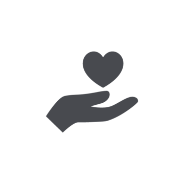 Hand hält ein Herzsymbol, das Fürsorge und Liebe symbolisiert.