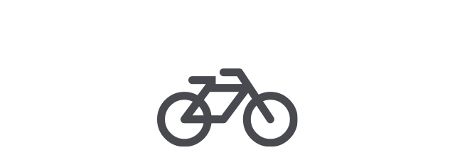 Graues Symbol eines Fahrrads auf weißem Hintergrund.